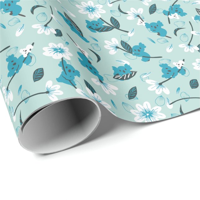 Playful Koala Pattern Cute Animal and Nature Art Wrapping Paper (Roll Corner)