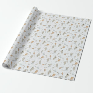 Playful koalas with flying kites kid nursery wrapping paper