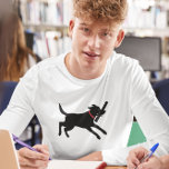 Playful Labrador Retriever Dog Black Lab Running T-Shirt<br><div class="desc">Happy black Labrador Retriever wearing a red collar and running with a stick. This cool dog lover’s t-shirt is available in many shirt styles including long sleeved shirts and hoodies for men, women and kids. Makes a great gift for black Lab lovers. Check out Jenn’s Doodle World for even more...</div>