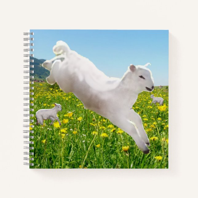 Playful Leaping Lambs Easter   Notebook (Front)