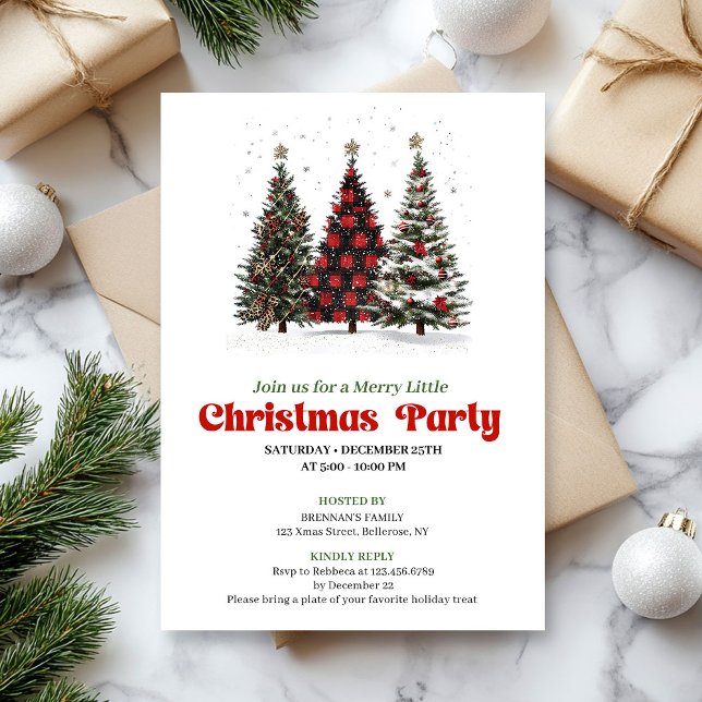 Playful leopard Christmas tree editable invitation (Playful leopard Christmas tree editable invitation

)
