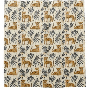 Playful Leopard Jungle Pattern Shower Curtain