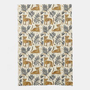 Playful Leopard Jungle Pattern Tea Towel