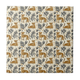 Playful Leopard Jungle Pattern Tile