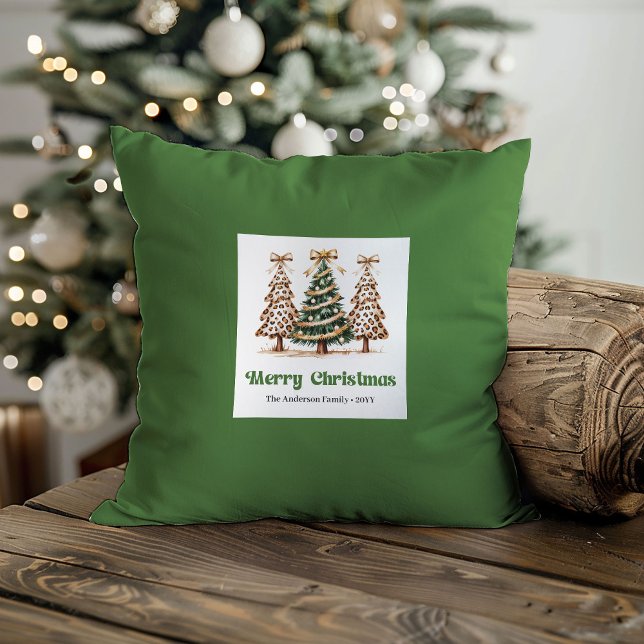 Playful Leopard Pattern Christmas Name Custom   Cushion (Playful Leopard Pattern Christmas Name Custom Pillow)