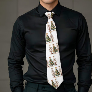 Playful lettering Christmas trees minimalist tie