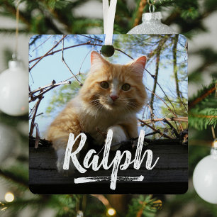 Playful Lettering Pet Photo Christmas Metal Tree Decoration