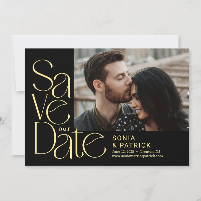 Playful Letters Editable Colour Save The Date Card (Front)