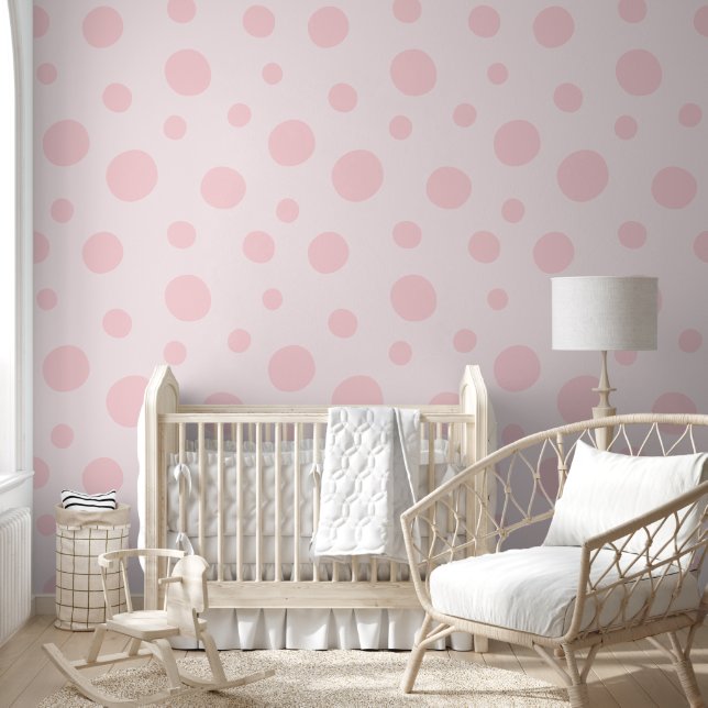 Playful Light Pink Dots Pattern Wallpaper (Kids)
