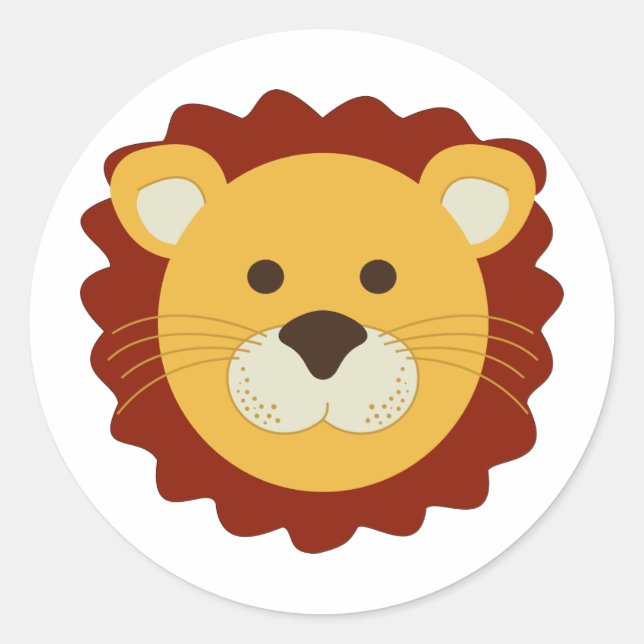 Playful Lion Classic Round Sticker (Front)