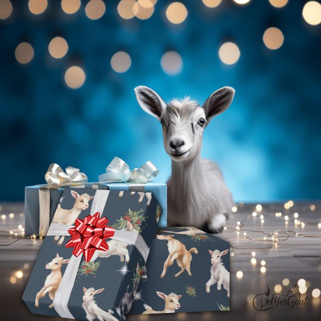 Playful Little Christmas Goats  Wrapping Paper (Creator Uploaded)