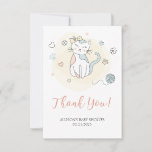Playful little kitten Baby Shower  Thank You Card