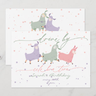 Playful Llama Surprise Birthday Celebration Parade Invitation