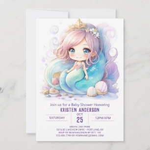 Playful Mermaid Splash Baby Shower Invitation