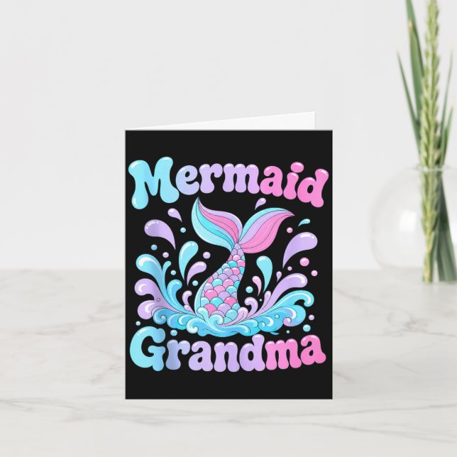Playful mermaid tail with water splashes design card (Front)