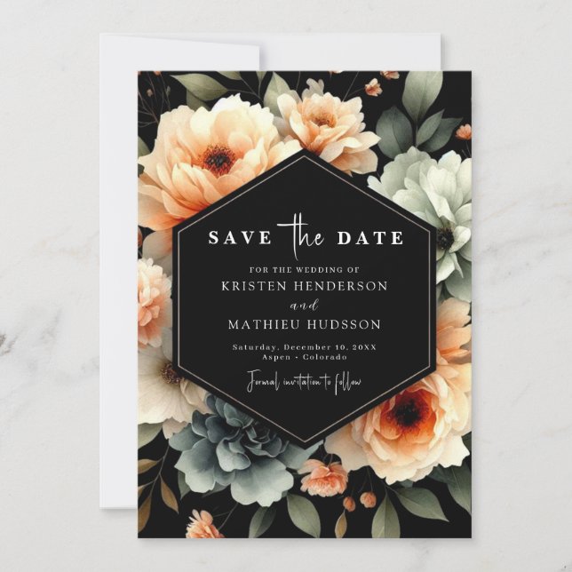  Playful Minimal Peach Wedding Save The Date (Front)