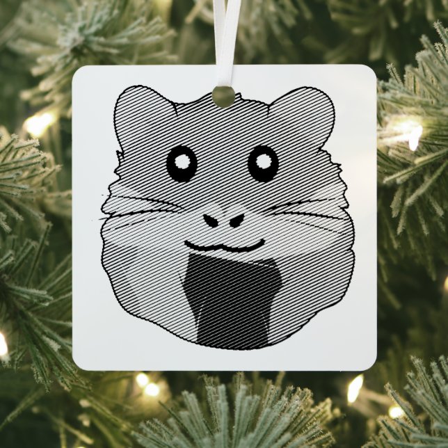 Playful Minimalist Hamster Metal Tree Decoration (Insitu)