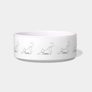 Playful Minimalistic Line Art Cat Bowl