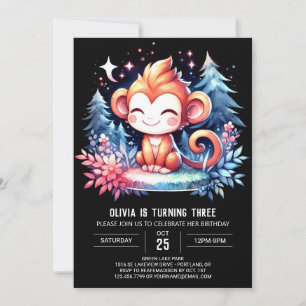 Playful Monkey Birthday Invitation