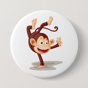 Playful Monkey Doing a Handstand Cute Animal 7.5 Cm Round Badge