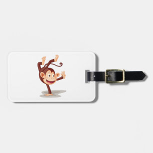 Playful Monkey Doing a Handstand Cute Animal Luggage Tag