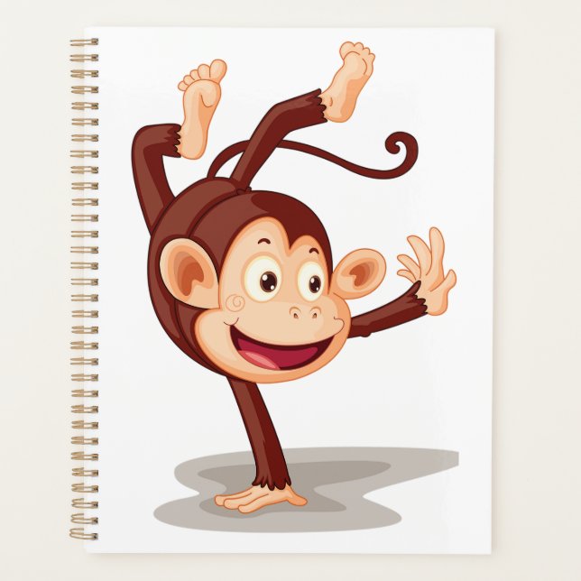 Playful Monkey Doing a Handstand Cute Animal Planner (Front)
