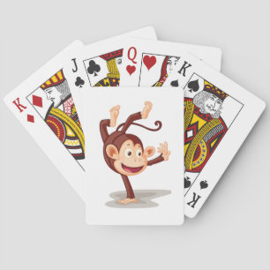 Playful Monkey Doing a Handstand Cute Animal Playing Cards