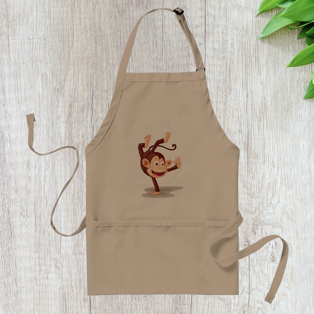 Playful Monkey Doing a Handstand Cute Animal Standard Apron (Creator Uploaded)