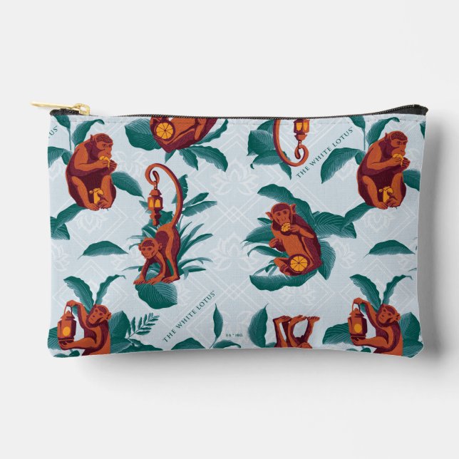 Playful Monkeys Pattern of The White Lotus Accessory Pouch (Front)