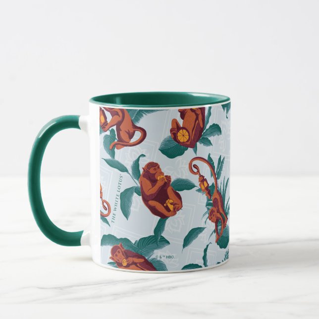 Playful Monkeys Pattern of The White Lotus Mug (Left)