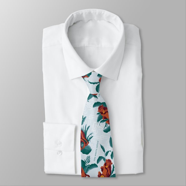 Playful Monkeys Pattern of The White Lotus Tie (Tied)