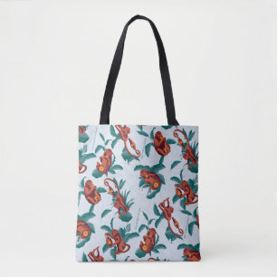 Playful Monkeys Pattern of The White Lotus Tote Bag