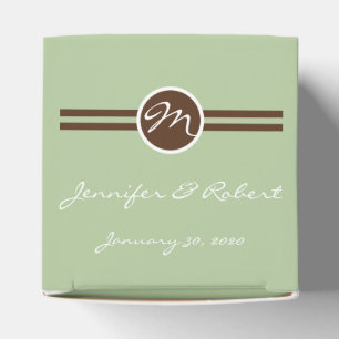 Playful Monogram in Sage Green and Brown Favour Bo Box