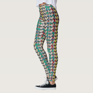 Playful Mosaic Abstract Pattern Design 1306 Leggings