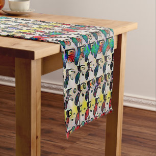 Playful Mosaic Abstract Pattern Design 1306 Short Table Runner