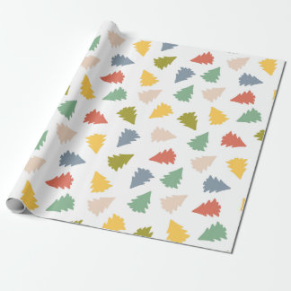 Playful Multicolored Christmas Tree Pattern Wrapping Paper