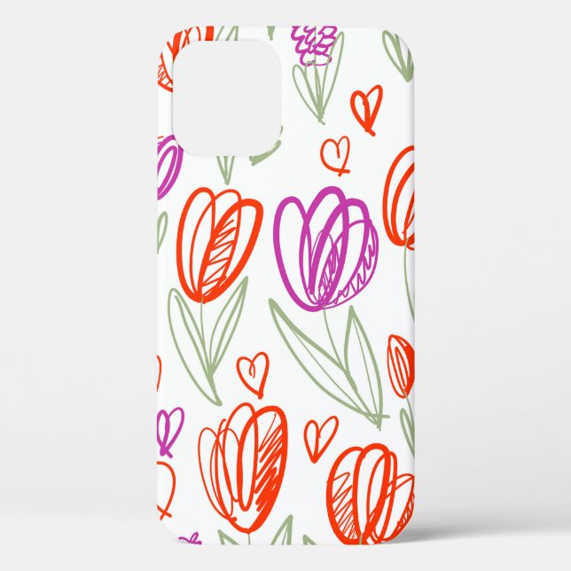 Playful naive tulip flower seamless pattern  Case-Mate iPhone case (Back)