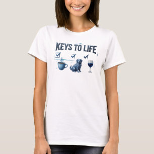 Playful Navy COFFEE THEN WINE Fashion Print T-Shirt