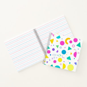 Playful Neon Memphis Geometric Retro Pattern Notebook