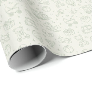 Playful Neutral Baby Gift Wrap