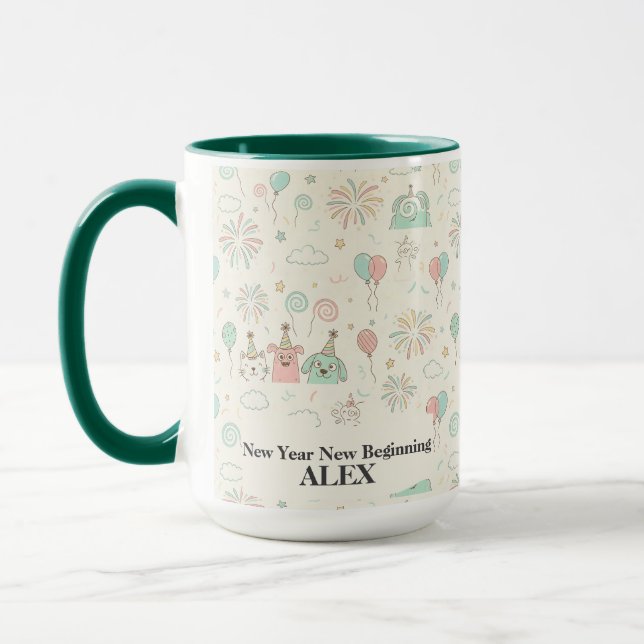 Playful New Year New Beginnings Custom Mug (Left)
