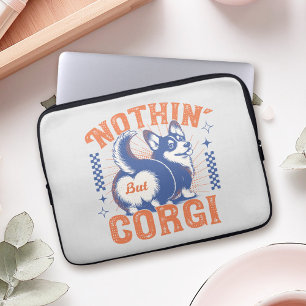 Playful 'Nothing But Corgi' Design in Retro Colour Laptop Sleeve