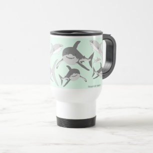 Playful Ocean Sharks Blue Design Travel Mug