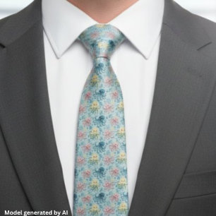 Playful Octopus Pattern – Blue Ocean Sea Life Tie