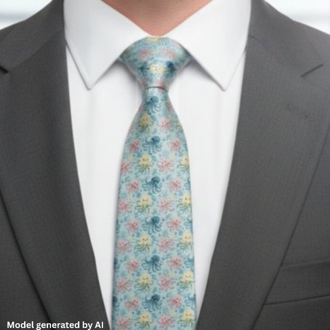 Playful Octopus Pattern – Blue Ocean Sea Life Tie (Creator Uploaded)