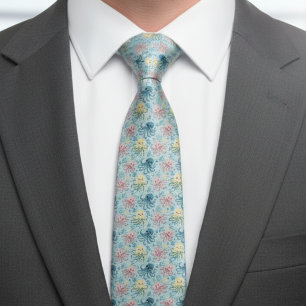 Playful Octopus Pattern – Blue Ocean Sea Life Tie
