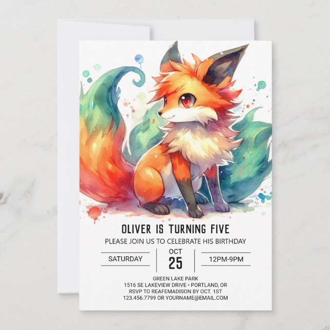Playful Online Fox Birthday Invitation (Front)