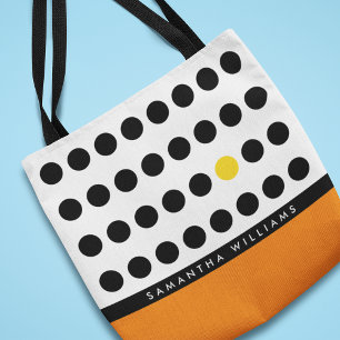 Playful Orange Black Polka Dots Personalised Tote Bag