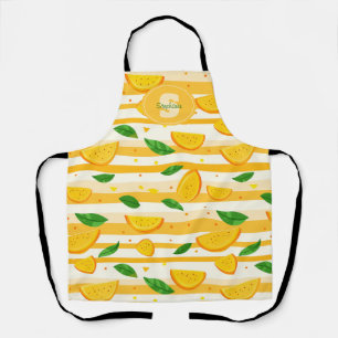 Playful Orange Slice Pattern with Green Leaves Apron