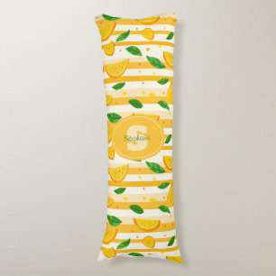 Playful Orange Slice Pattern with Green Leaves Body Cushion